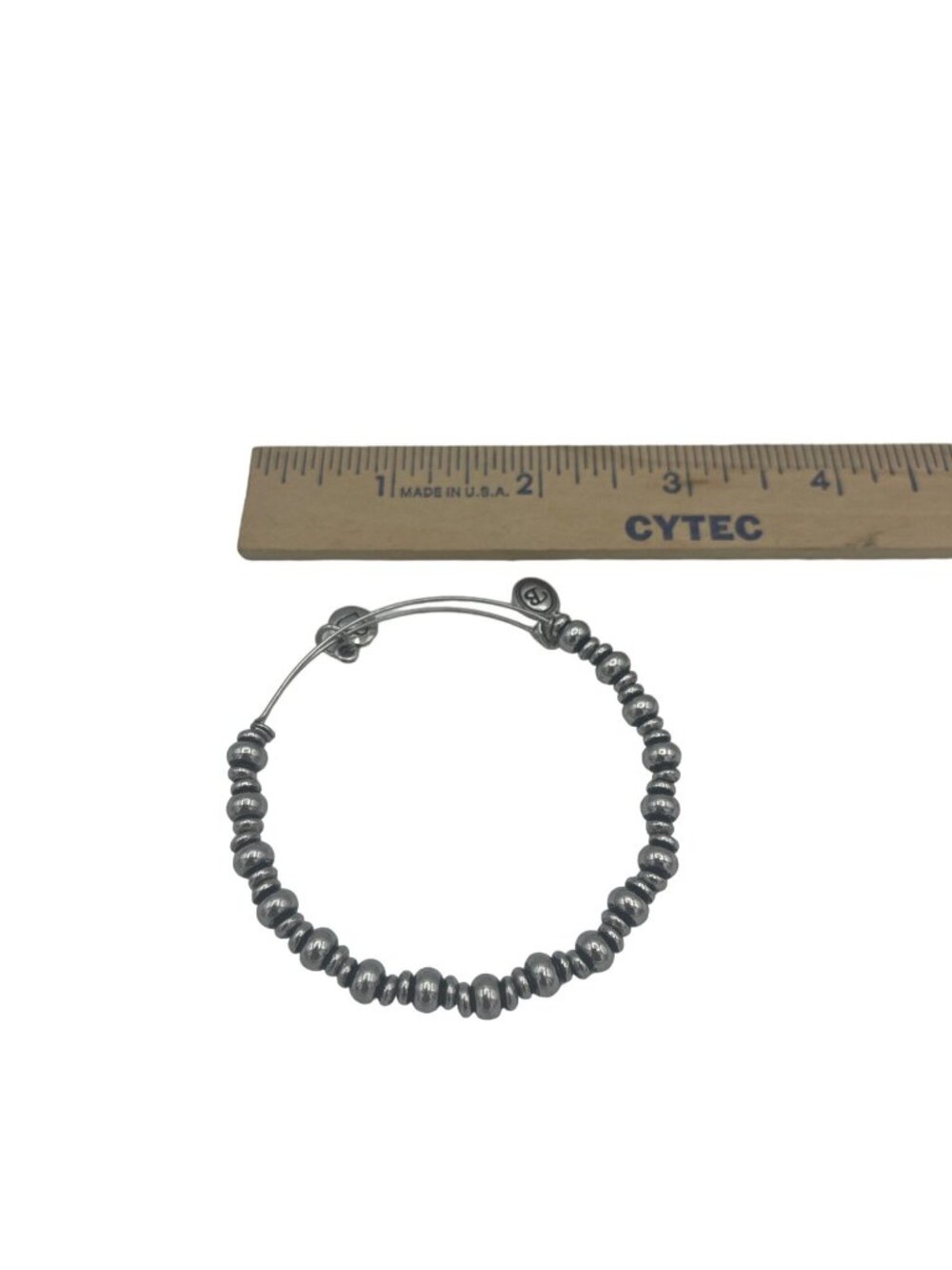 Beaded Bangle Bracelet Silver Tone Adjustable Women - Picture 4 of 5